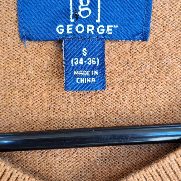 George Mens Sweater SzS Gold V Neck Long Sleeves - Picture 2 of 7